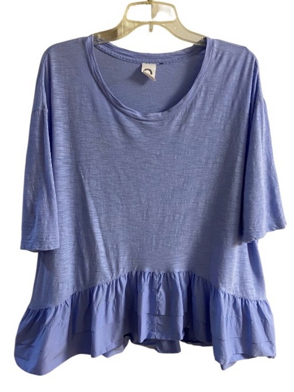 Anthropologie Akemi + Kim Relaxed Ruffle Peplum Hem Top Lavender Blue Large